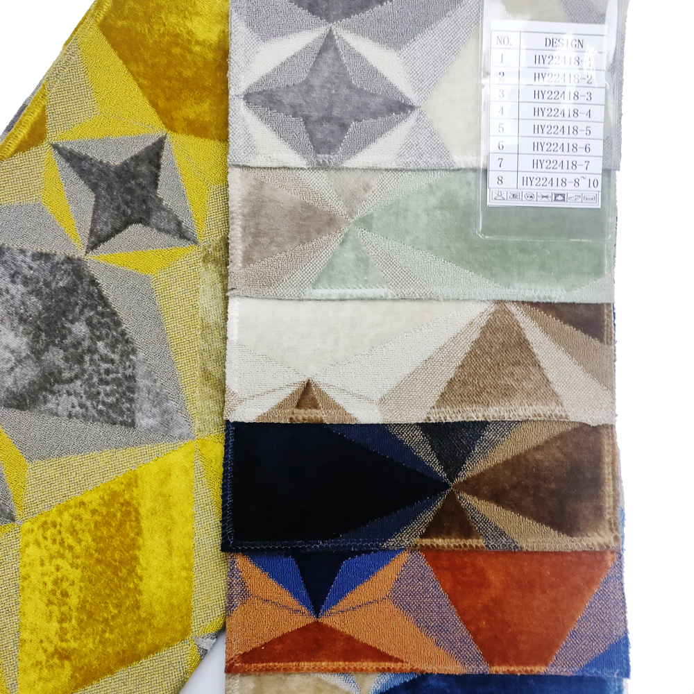 Geometrický vzorec Moderní design Dvě barevné jacquard řezané pileové pohovky tkaniny 
