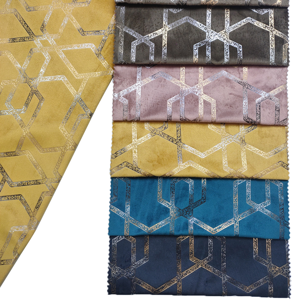 Kreativní geometrický vzor zlatá fólie Print Holland Velvet Pohoří nábytek látka